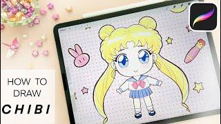PROCREATE TUTORIAL BEGINNER How to Draw Sailormoon CHIBIon your IPAD - QUICK & SIMPLE