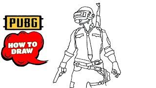 How to draw Pubg character  Easy drawing of Pubg  Pubg new gun drawing