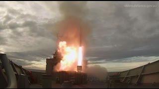 RAN Frigate HMAS Melbourne Missile Firing RIM-162 ESSM Missile from Mk41 VLS