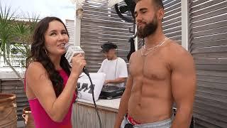 Tayana interview handsome guy at the Nike presentation with Paraiso Miami Swim Week and PurplePR