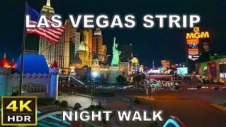 4K HDR Las Vegas Strip Night Walking Tour  2023  Las Vegas Nevada