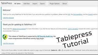 Intro to TablePress Tutorial for Wordpress 2020