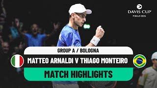 Matteo Arnaldi v Thiago Monteiro Highlights  Italy v Brazil Davis Cup 2024 Finals Group Stage