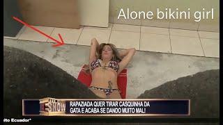 Alone bikini girl at home