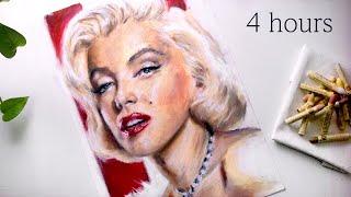 ASMR Drawing Marilyn Monroe with Pastels no talking