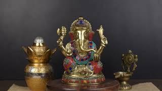 Blessing Ganesha Idol with Stonework 8 - StatueStudio