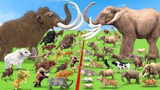 Animal Epic Battle Prehistoric Mammals vs Modern Animals Size Elephant Mammoth Dinosaur Cow Tiger