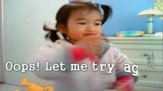 2 year old reiya sings ABC song on mic