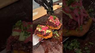 The SMOKED BRISKET CARNITAS TOSTONES from Bark Barbecue in Brooklyn NYC  SO GOOD. #DEVOURPOWER