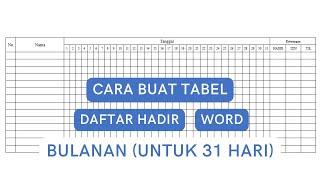 Cara Membuat Tabel Daftar Hadir 31 Hari atau Satu Bulan di MS Word