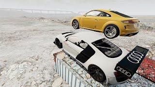 Audi Cars VS Broken Road -  High Ramp #4 BeamNg Drive