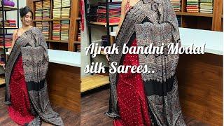 Ajrak bandhni Modal Silk saree