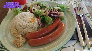 Reis  Wienerli mit Salat. Schnell und lecker