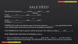 SALE DEED LECTURE 8THE LAW OF PLEADING  AND DRAFTINGTHE SIMPLE FORMAT DRAFTING SALE DEED.