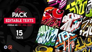 Pack Of 15 Editable Text Cinema 4D R14 - R26  No Plugins