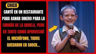 NIÑO CANTÓ EN RESTAURANTE PARA PAGAR LA CIRUGÍA DE LA ABUELA PERO CUANDO TOCÓ EL MICRÓFONO...