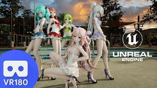 MMD VR180 UE 5 GumiHakuLukaMikuTeto Sailor swimwear Outfit  Carry Me Off