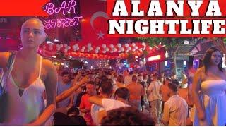 alanya nightlife walking tour july  alanya antalya turkey holiday  turkey travel 4k video