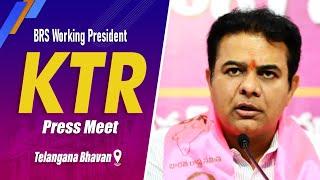 Live  BRS Working President KTR addressing the media at Telangana Bhavan