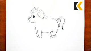 How To Draw Cute Unicorn  Draw Animals Easily
