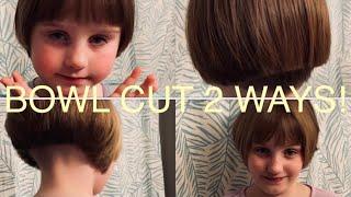 Little girl bowl cut 2 ways