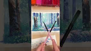 Snowy Forest Painting  ASMR  Poster Color #shorts #short #art
