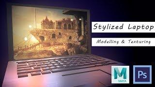 Laptop 3D Modeling and Hand Painted Texture in Maya