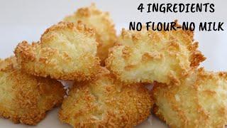 4 INGREDIENTS COCONUT COOKIES RECIPE  EASY HOMEMADE COOKIES