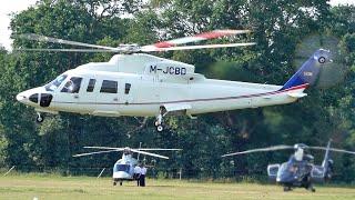 Sikorsky S76 C++ M-JCBD landing & takeoff at Busy Royal Ascot Heliport  helicopter