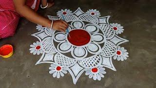 laxmi puja special door alpona design  how to drow alpona design  আলপনা আঁকা  muggulu design