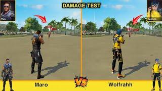 MARO VS WOLFRAHH DAMAGE TEST FREE FIRE  GARENA FREE FIRE