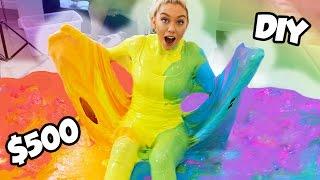 100 LBS OF DIY FLUFFY RAINBOW SLIME CHALLENGE $500 SO MUCH FUN  NICOLE SKYES