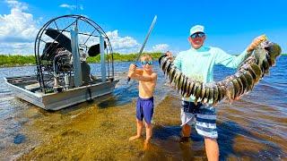 Bluegills Gators and Huge Turtles 13ft Boat with a 480hp Engine Catch & Cook