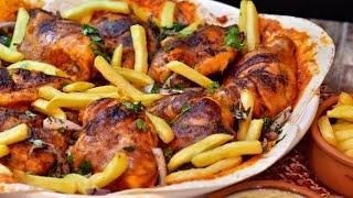 دجاج مشوي على الطريقه التركيه بتتبيله شهيه ...  Turkish roast chicken