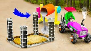 Diy tractor making mini High Power Concrete Mixer  Diy mini Concrete House Construction