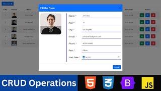 Complete CRUD Operations using HTML CSS Bootstrap v5 and JavaScript Local Storage. CRUD Application