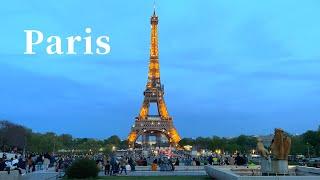 4K  Paris Walk Tour Eiffel Arc de Triomphe Champs-Élysées Seafood at Pedra Alta 2022