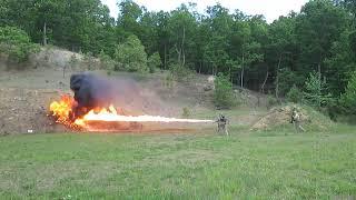 WWII Marine flamethrower shooting Napalm