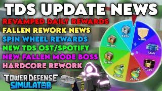 NEW TDS UPDATE NEWS  HARDCORE REWORK  NEW FALLEN BOSS  Roblox Tower Defense Simulator