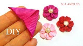 Невероятно Простые и Милые ЦВЕТЫ из ЛЕНТКанзаши DIY Ribbon Flowes Flower MakingKanzashiOla ameS