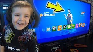 TRUMAnn Giving His 6 Year Old Kid TIER 100 MIDAS MAX BATTLE PASS UNLOCK Fortnite Tier 100 GOLD