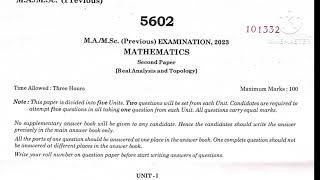 MSc Previous Mathematics Real Analysis & Topology 2023 Exam Paper  Rajasthan University  PYQs