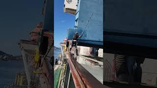 Jose  HP washing the hold coamings and trackway #seacargo #cargoship #seafarers #hydroblaster