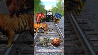 Cat & Elephant on railway track stops the train youtube short video #shorts