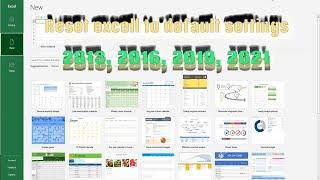 How to reset excel to default settings