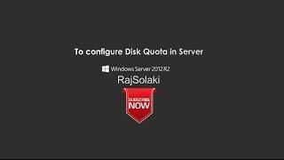 Server 2012 R2- Disk Quota Management