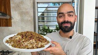 عدس پلو با سس گوشت، زرشک و کشمش - adaspolo lentil and rice