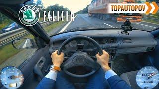 Skoda Felicia 1.3i 50kW 49 4K TEST DRIVE POV – ACCELERATION PURE SOUND & SPLASHESTopAutoPOV