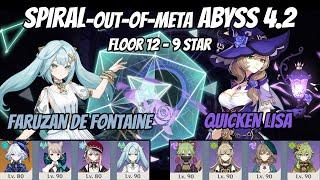 Spiral Abyss 4.2 - Faruzan de Fontaine  Quicken Lisa - 9 star Run - Genshin Impact