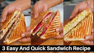 ३ झटपट और आसान सैंडविच जो टिफ़िन के लिए भी परफेक्ट है  3 Cafe style Sandwich Recipe  Kabitaskitchen